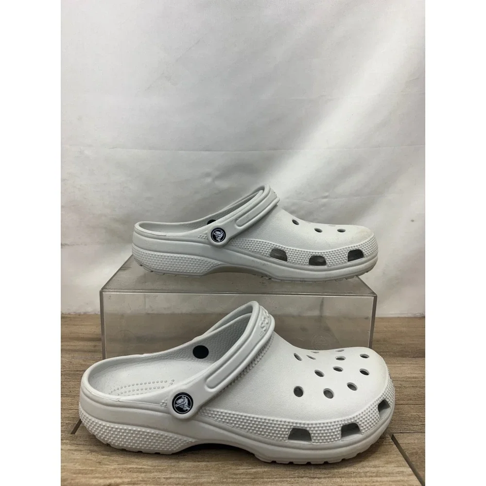 Crocs Classic Clogs Light Grey Mens 9 Womens 11 Slip On Shoes 10001-001